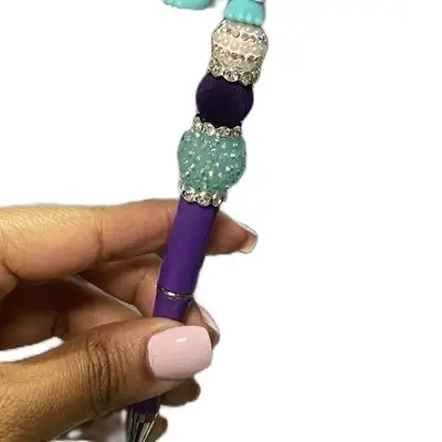 Extra Special Pen - Purple with Decorative Beads and Decorative Band, Unique Design, Ideal for Personalization