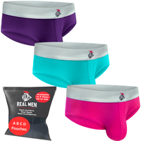 Modal 0in Briefs No Fly 3pk Pink/Purple/Turquoise  Underwear Menswear Man Soft Cotton Traditional Sport