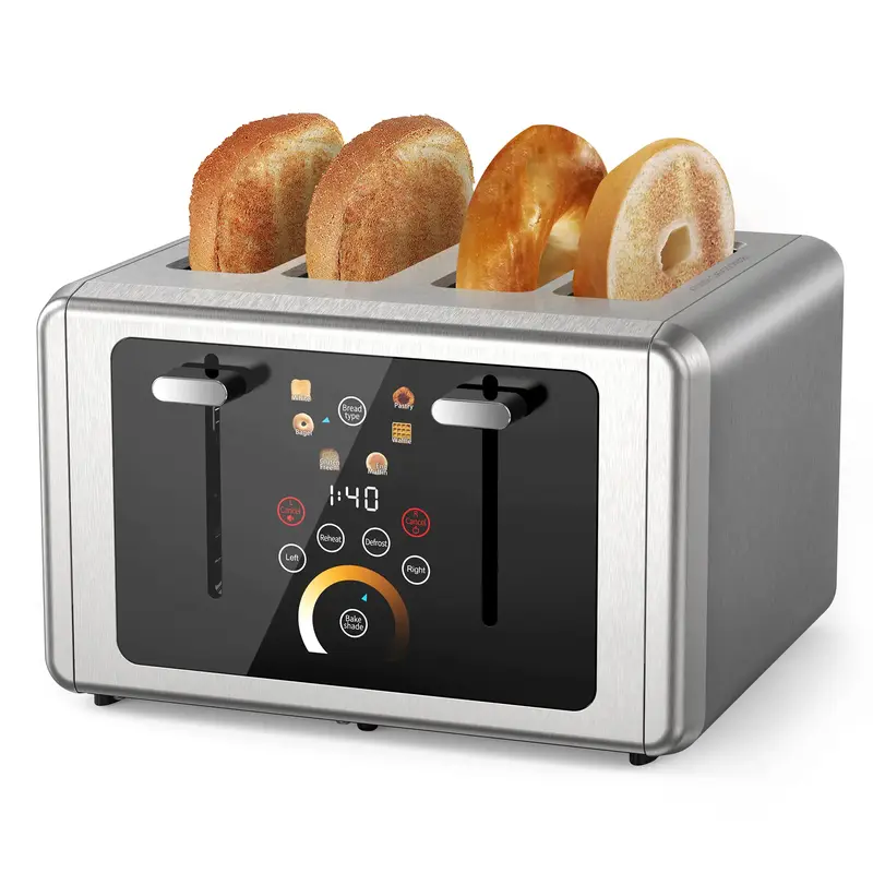 Toaster 2&4 Slice Smart Touch Screen Stainless Steel Digital Timer 6 Bread Types 6 Shade Settings 1.5\