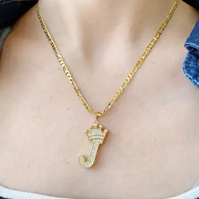 XINCUIYU Fashionable Zircon Crown A-Z Initial Pendant Necklace Luxury&Shiny Golden Jewelry Necklace Daily Wear Holiday Cubic ...