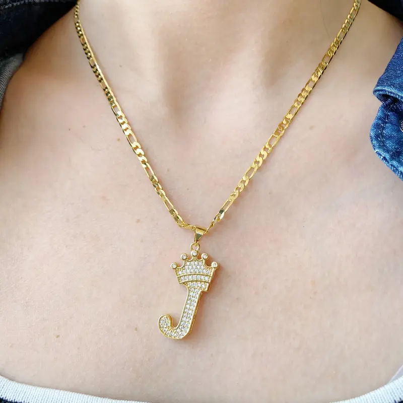 XINCUIYU Fashionable Zircon Crown A-Z Initial Pendant Necklace Luxury&Shiny Golden Jewelry Necklace Daily Wear Holiday Cubic ...