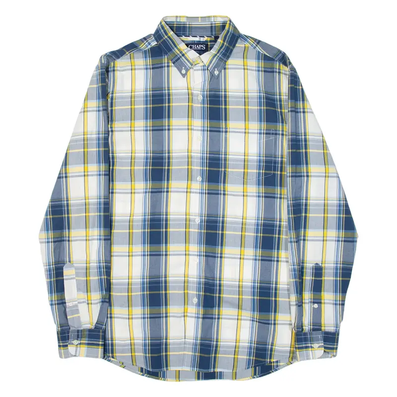 CHAPS Mens Shirt Blue Check Long Sleeve M