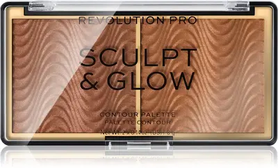 Revolution PRO Sculpt And Glow Highlighting Contour Palette Medium Deep 8g