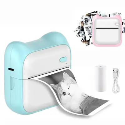 Portable Wireless Mini Label Printer, 1 Set Bluetooth-compatible Thermal Label Printer Compatible with iPhone & Android, La...