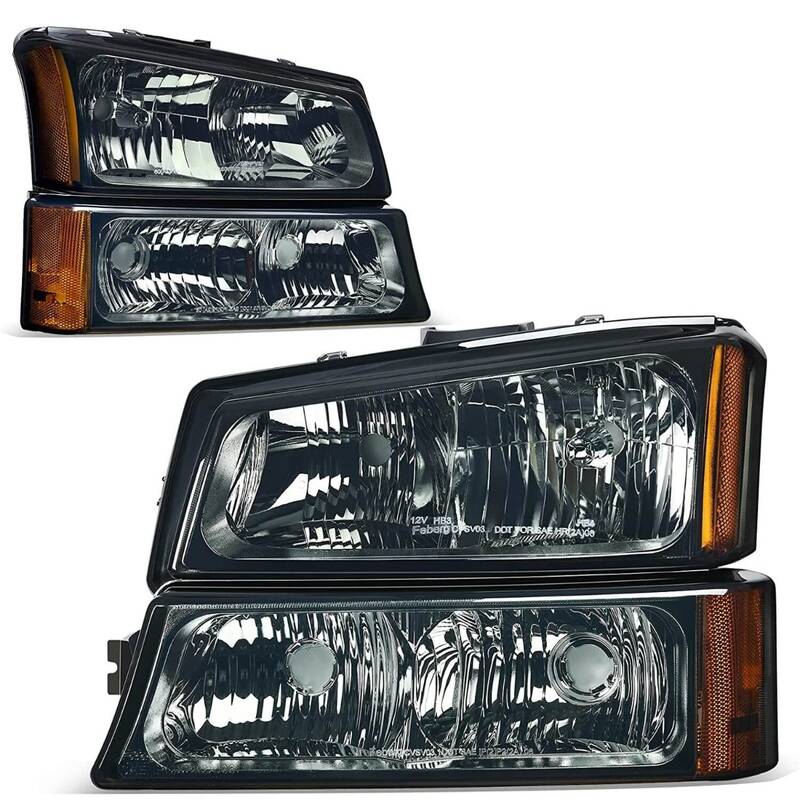 YITAMOTOR® 2003-2006 Chevy Silverado Avalanche Pickup Headligts Assembly Smoke Lens