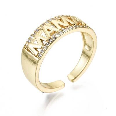 Brass Micro Pave Clear Cubic Zirconia Cuff Rings