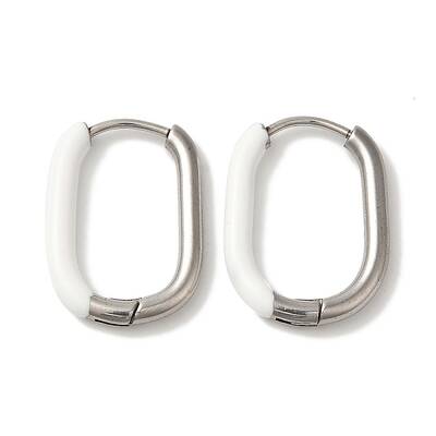 304 Stainless Steel & Enamel Hoop Earrings for Women