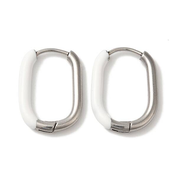 304 Stainless Steel & Enamel Hoop Earrings for Women