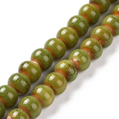 Handmade Fancy Antique Glazed Porcelain Ceramic Round Beads Strands