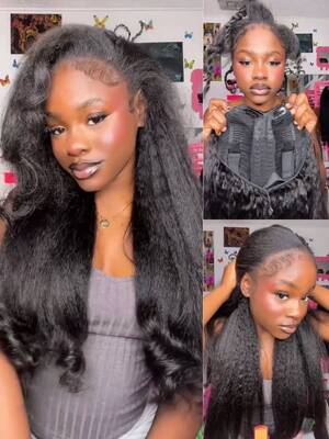 Nadula V-Part Yaki Straight And Kinky Straight Upgrade U Shape Wigs No Lace No Gel Wig