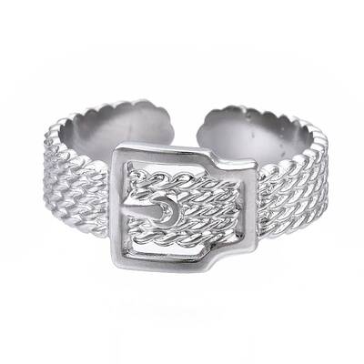 Non-Tarnish 304 Stainless Steel Belt Buckle Shape Cuff Ring
