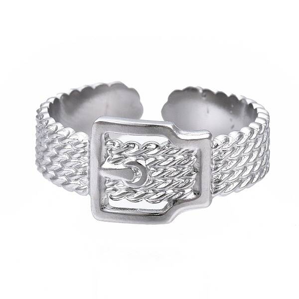 Non-Tarnish 304 Stainless Steel Belt Buckle Shape Cuff Ring