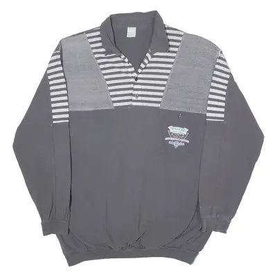 Regular Basic Series First Quality Mens Polo Shirt Grey Striped Long Sleeve 2XL