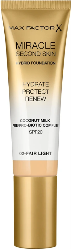 Max factor Miracle Second Skin SPF 20 Hybrid Nourishing Foundation for the Look naturale of the skin 30 ml 02 Fair Light
