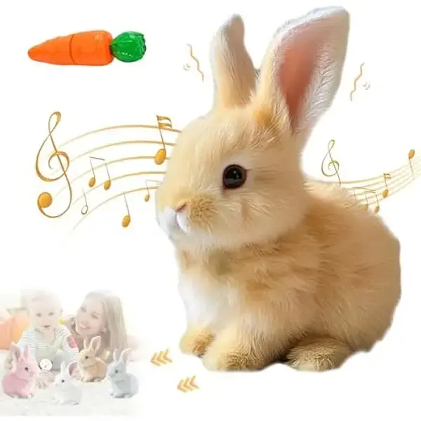 Plush Bunny My Realistic Bunny Toy, Interactive Bunny Realistic Bunny - Jumping, Twitching, And Shaking Ears,  Bunbi Realisti...