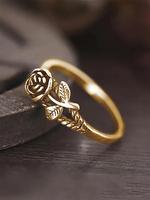 Women's Elegant Flower Design Engagement Ring, Promise Ring Gf, Trendy All-match Promise Ring for Women & Girls, Fashion Vint...