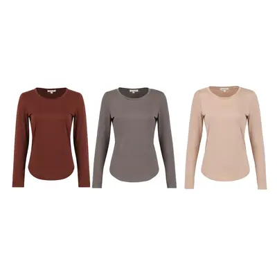 ăSize UpăUrban Diction Crewneck & V-neck, Curved Hem Buttery Soft Long Sleeve- Set of Three/Four, Multi Color Basic Comfo...