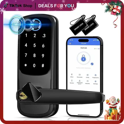 5 in 1 Smart door locking tool,Biometric Door Knobs & App Control, keyless entry door locking tool requiring batteries, with ...