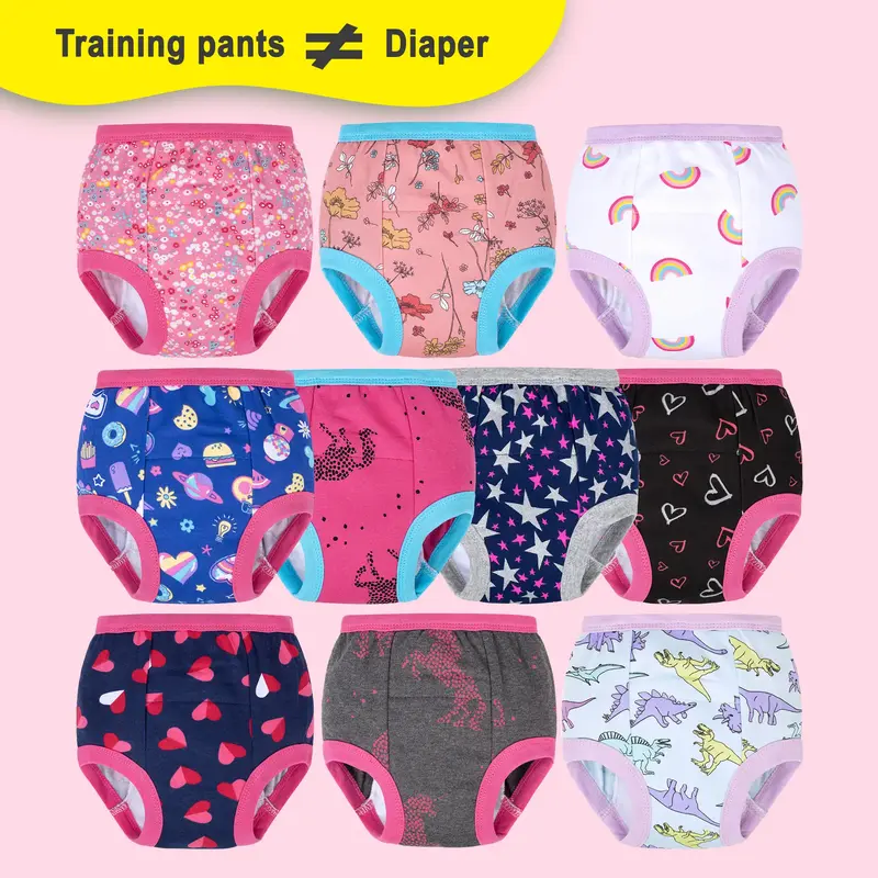 10-Pack Potty Training Pants for Boys and Girls - Comfortable Learning Underwear