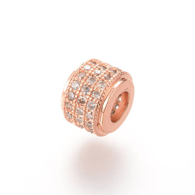 Brass Micro Pave Cubic Zirconia Beads