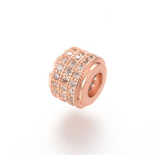 Brass Micro Pave Cubic Zirconia Beads