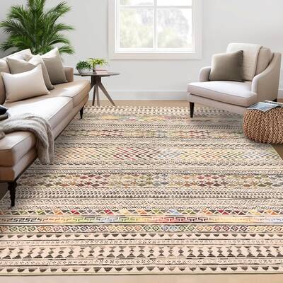 Garvee Living Room Area Rug 9x12 Boho Rug Indoor Non-Slip Large Bedroom Rug Stain Resistant Throw Floor Carpet Gometric Dinin...