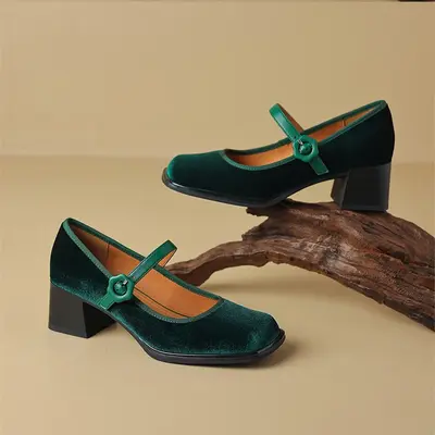 CHIKO Alessia Square Toe Block Heels Mary Jane Shoes