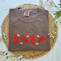 Lobsters Embroidered Comfort Colors Shirt Women's & Unisex Fit Breathable Cotton Tee for Beach Days & Coastal Road Trips