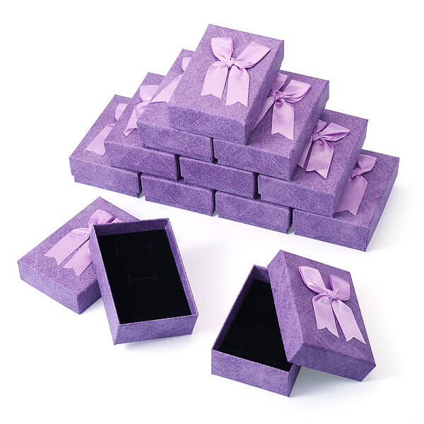 Rectangle Paper Jewelry Set Storage Gift Boxes with Bowknot