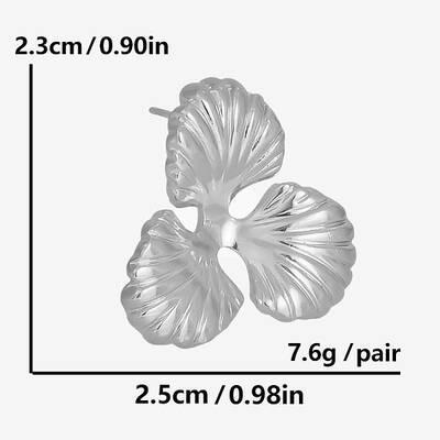 304 Stainless Steel European and American Geometric Flower Stud Earrings