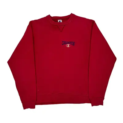 Champion Logo Champion Spellout Sweatshirt - 2XL Red Cotton Blend