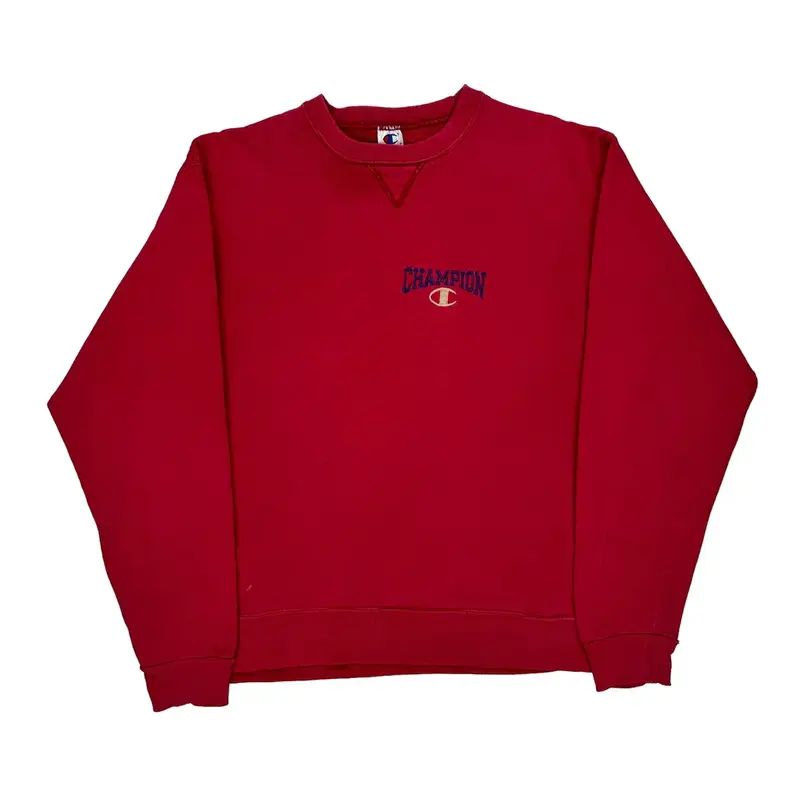 Champion Logo Champion Spellout Sweatshirt - 2XL Red Cotton Blend