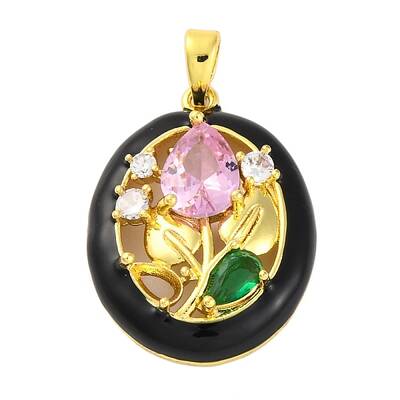 Brass Micro Pave Cubic Zirconia Pendants