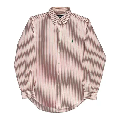 Classic Fit Ralph Lauren Striped Shirt - Medium Red Cotton