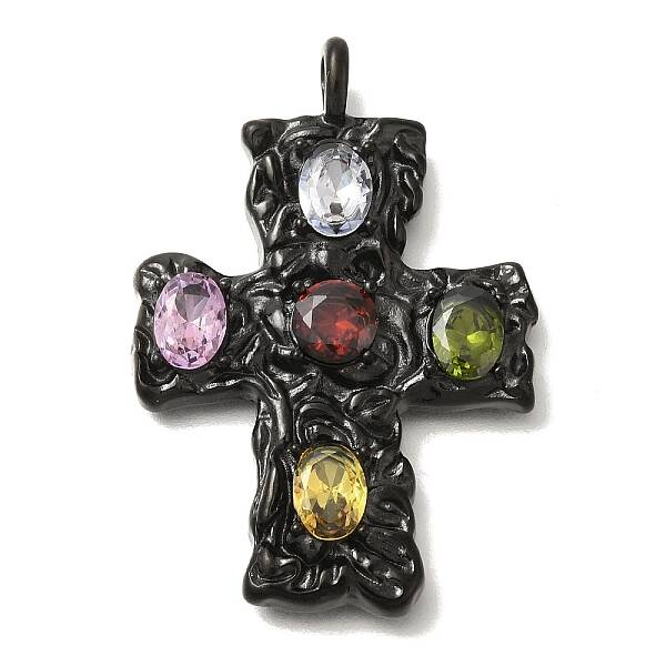 304 Stainless Steel Colorful Rhinestone Pendants