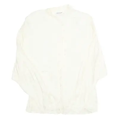 WOMAN H&M Womens Blouse Beige Long Sleeve Viscose Floral L