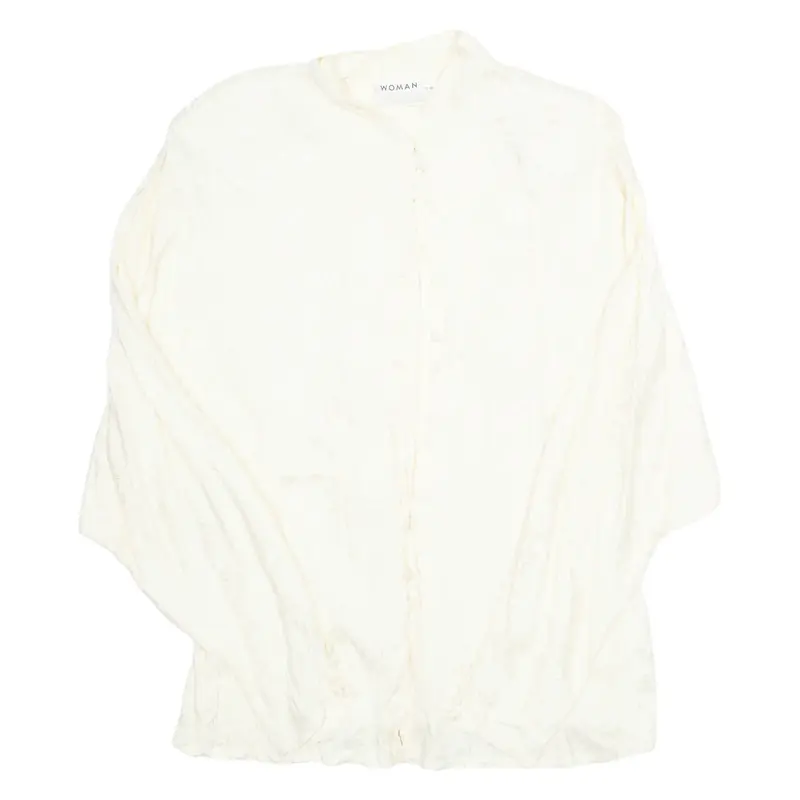 WOMAN H&M Womens Blouse Beige Long Sleeve Viscose Floral L