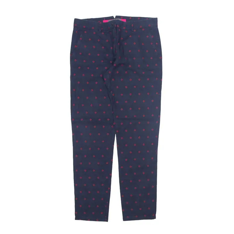 SEVENTY Diamond Design Trousers Blue Regular Tapered Womens W34 L32