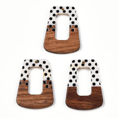 Printed Opaque Resin & Walnut Wood Pendants