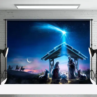 Aperturee Jesus Birth Photography Christmas Night Backdrop
