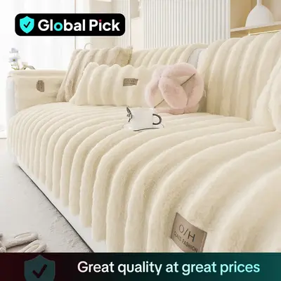 Solid Color Faux Fur Sofa Cover, 1 Count Non-slip Sofa Mat, Soft Comfortable Sofa Protector for Home Living Room Dormitory Ho...