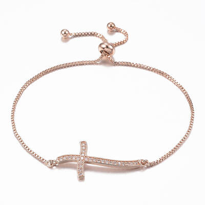 Adjustable Brass Micro Pave Cubic Zirconia Slider Bracelets