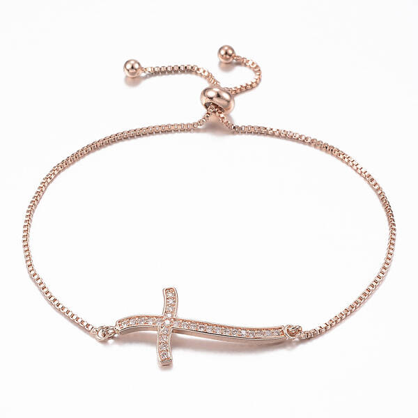 Adjustable Brass Micro Pave Cubic Zirconia Slider Bracelets