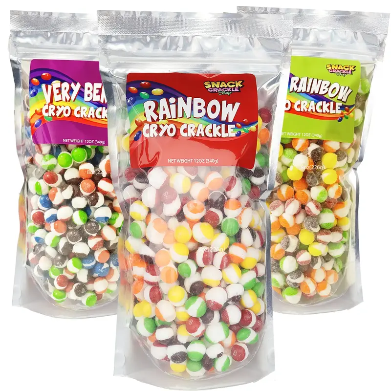Freeze Dried Rainbow Candy, 12oz Sampler Pack, Original, Sour, Berry-Perfect Snack Bonbon Fruit Sweet Bite Candies