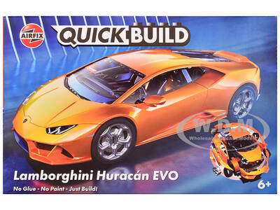 Skill 1 Model Kit Lamborghini Huracan EVO Orange Snap Together Snap Together Painted Plastic Model Car Kit by Airfix Quickbui...