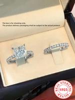 S925 Sterling Silver Promise Ring for Girlfriend, Bling Ring, Fashion Artificial Zircon Decor Engagement Ring for Party, Dail...