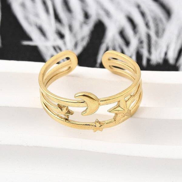 304 Stainless Steel Adjustable Open Cuff Rings for Women