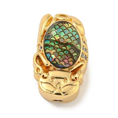 Brass Micro Pave Cubic Zirconia with Resin Beads