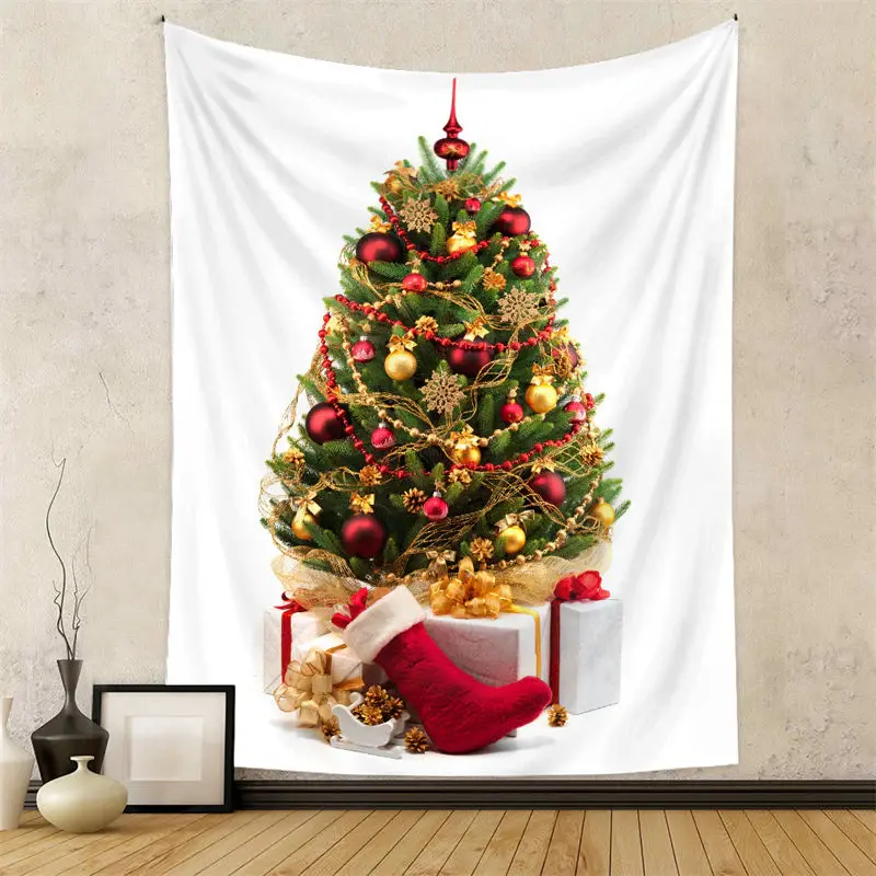 Gold Snowflake Christmas Tree Family Wall Tapestry - Aperturee