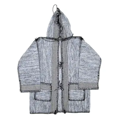 Mens Overcoat Coat Blue Hooded Striped L